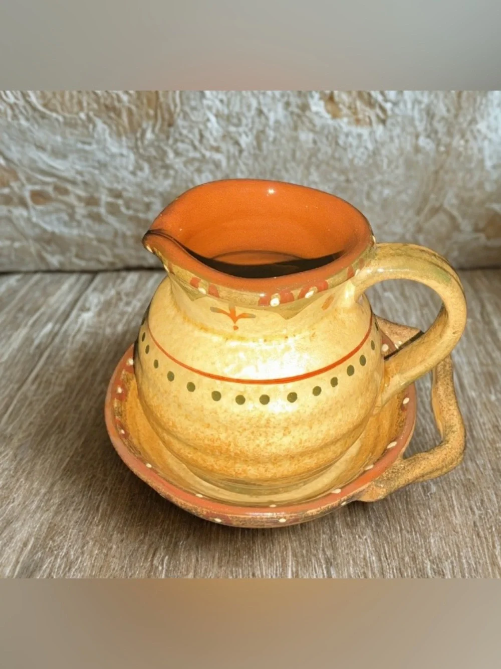 Hand-Painted Ceramic Pear Serving Bowl in Yellow and Orange